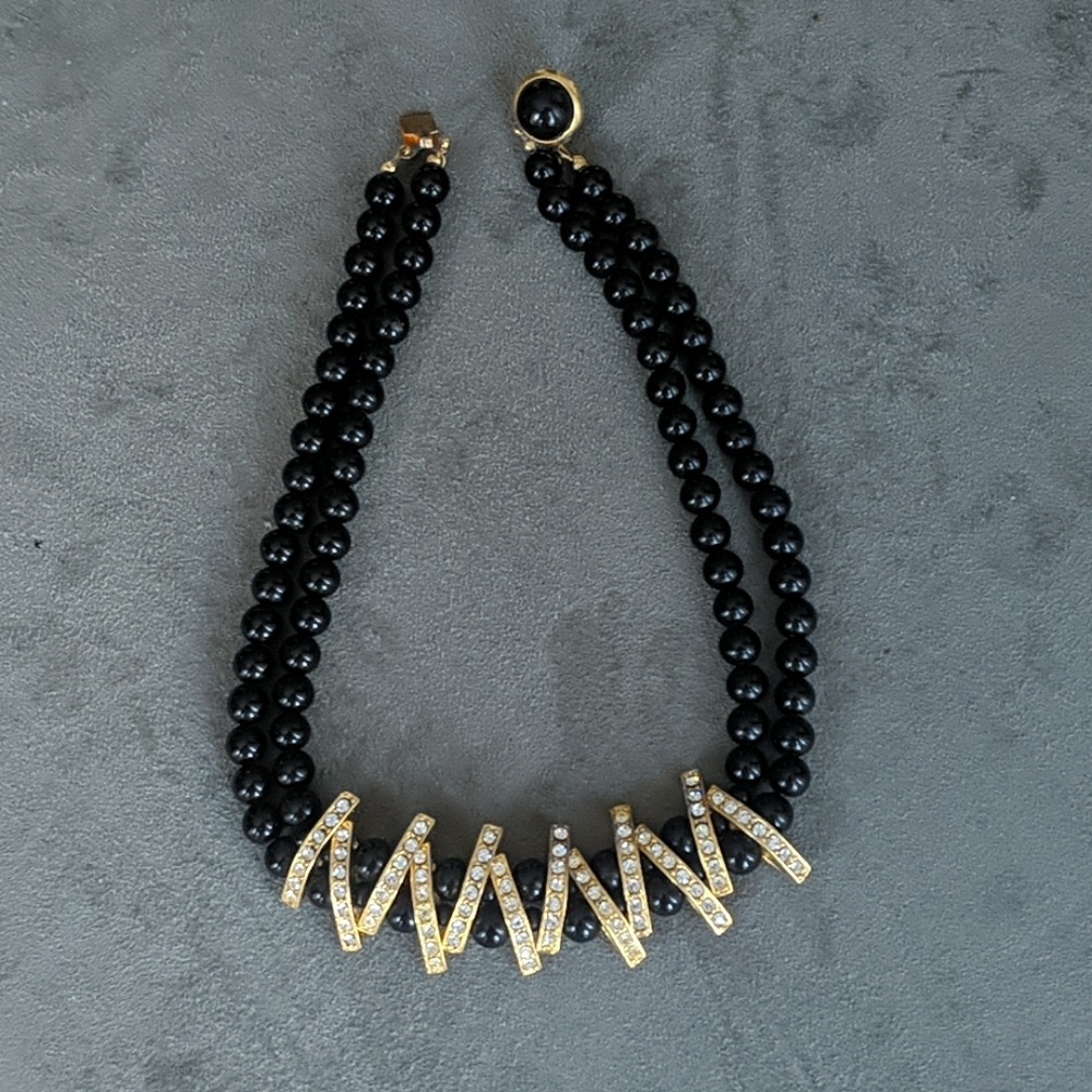 Black and rhinestone choker